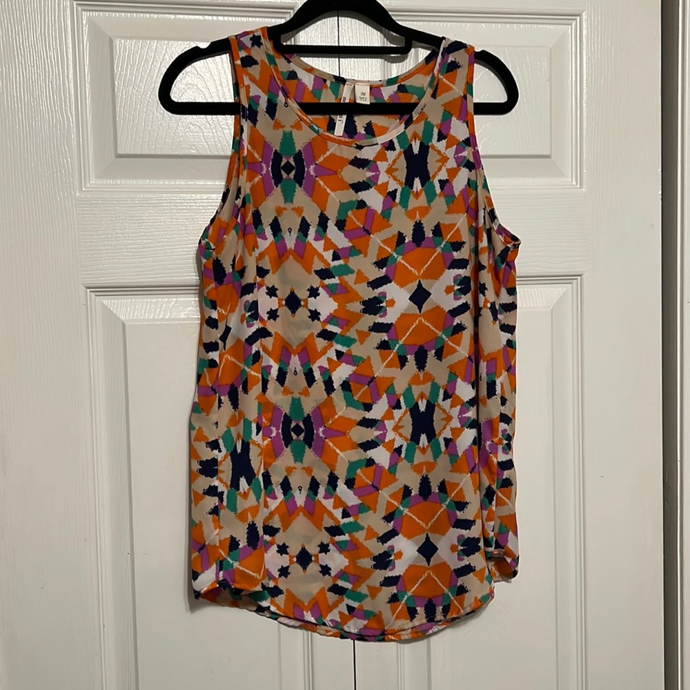 Sleeveless orange and purple tank top